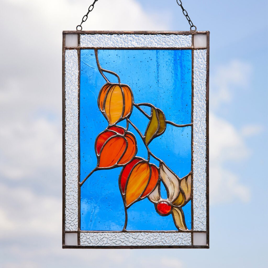 Frozen Physalis Stained Glass Panel Custom Souvenir