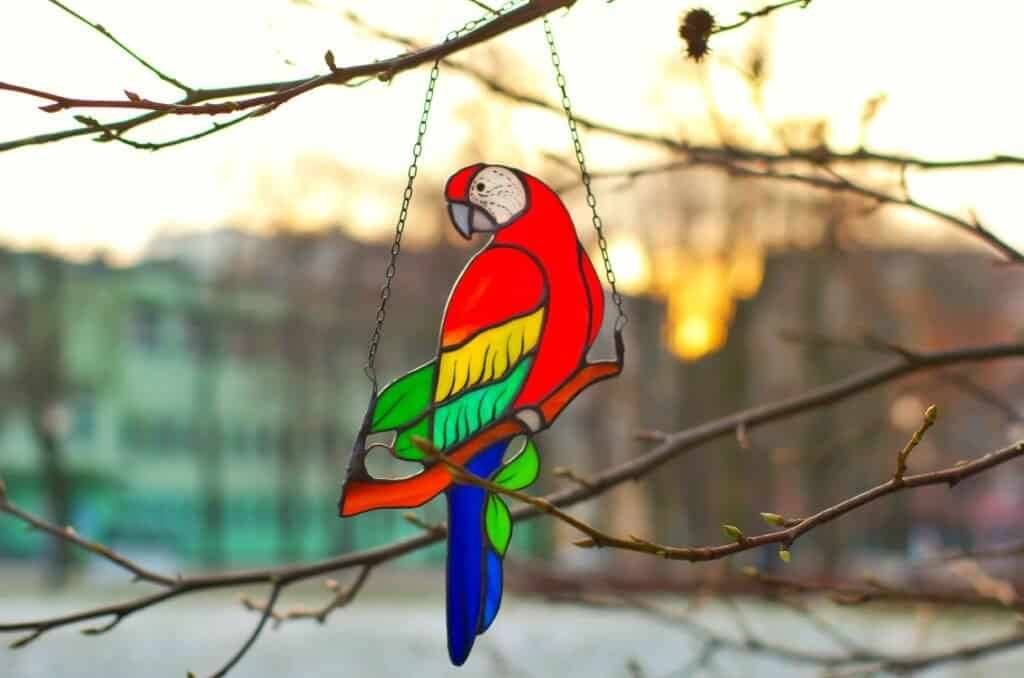 Ara Parrot Stained Glass Bird Suncatcher