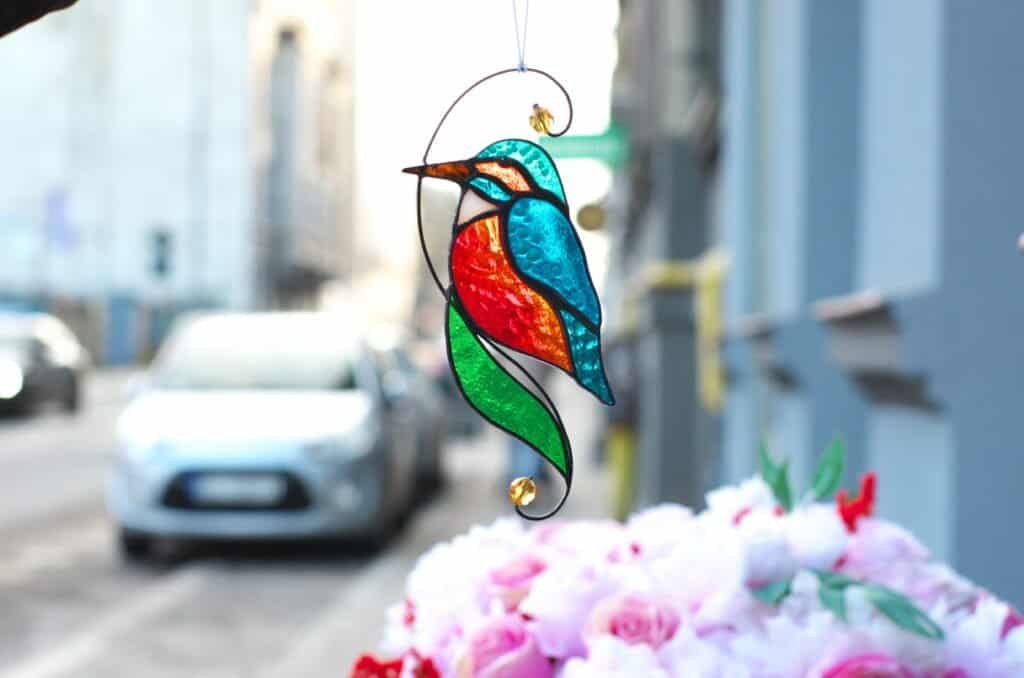 Kingfisher Stained Glass Bird Suncatcher