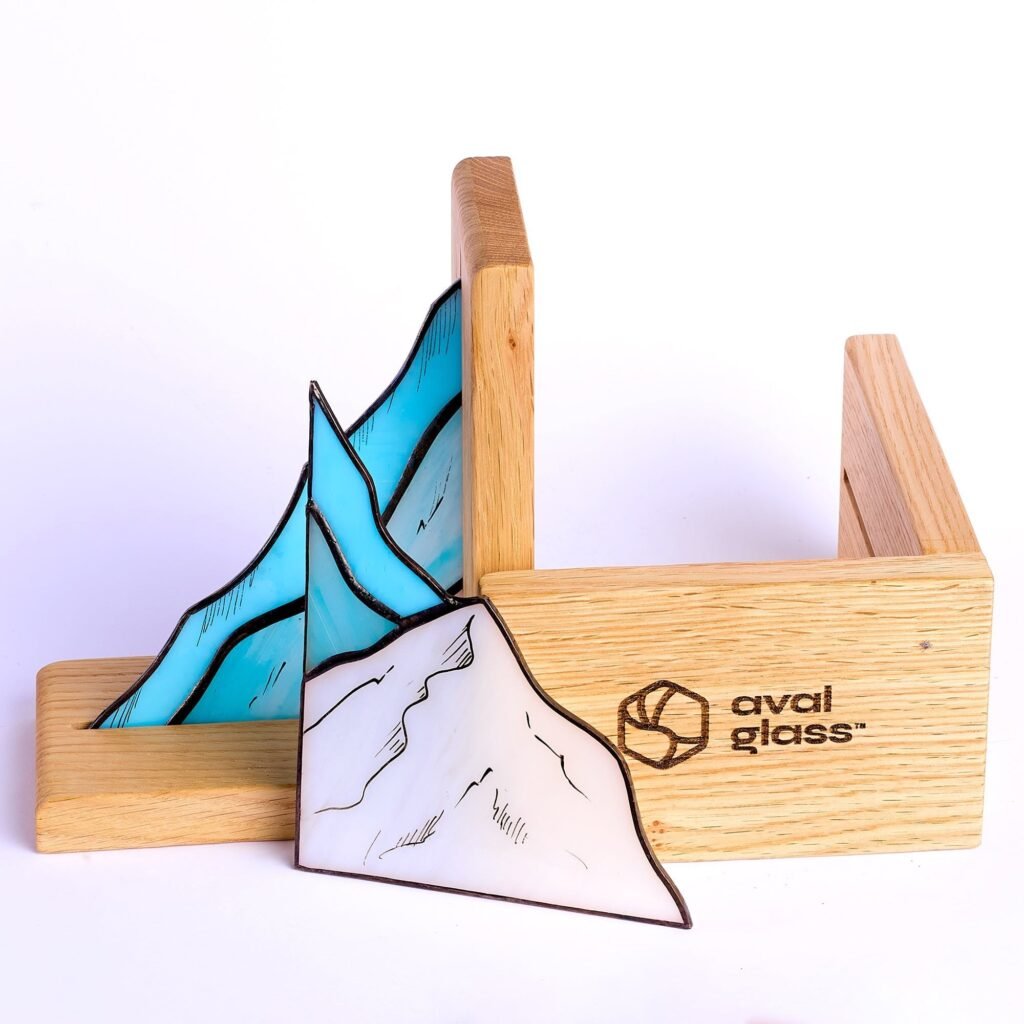 Mountains Stained Glass Bookends